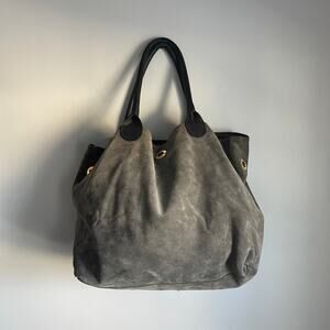 Guia's Made in Italy Grey Suede Slouch Hobo Shoulder Bag